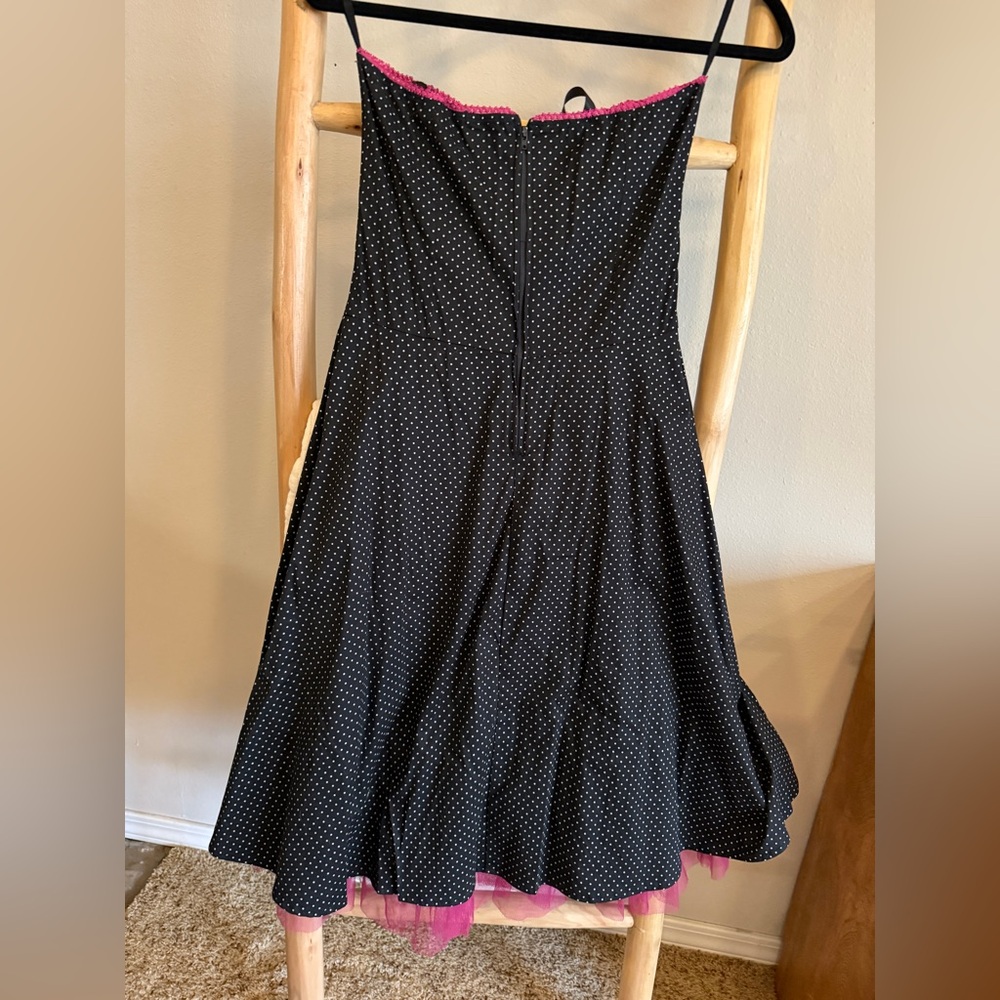 2000’s Ruby Rox Black Strapless Polka Dot Dress W… - image 2